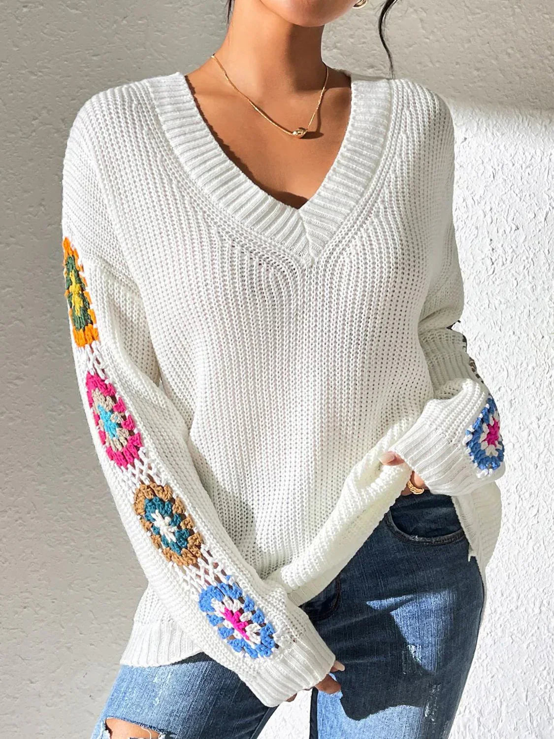 Luvik | Blumen Naisten Sweatshirt V-kaula-aukoilla Melanie