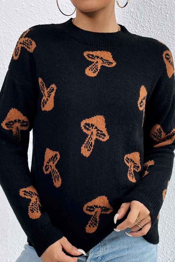 Luvik | Skull Jacquard Pyöreäkauluspusero Neulepusero