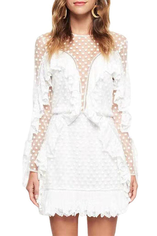 Luvik | Tähtikaula-aukko pitsi frilla dress