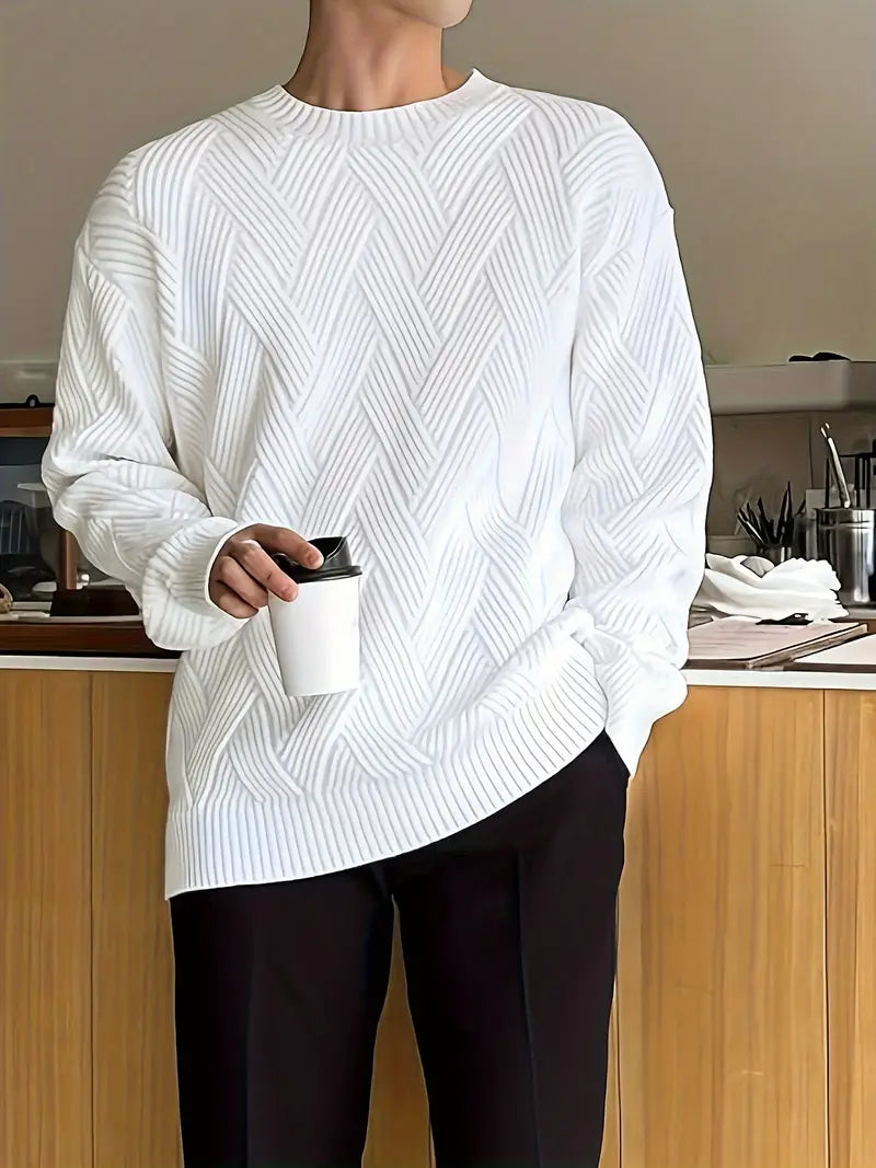 Luvik | Strukturierter Herbstpullover Mit Rippenbesatz Für Herren