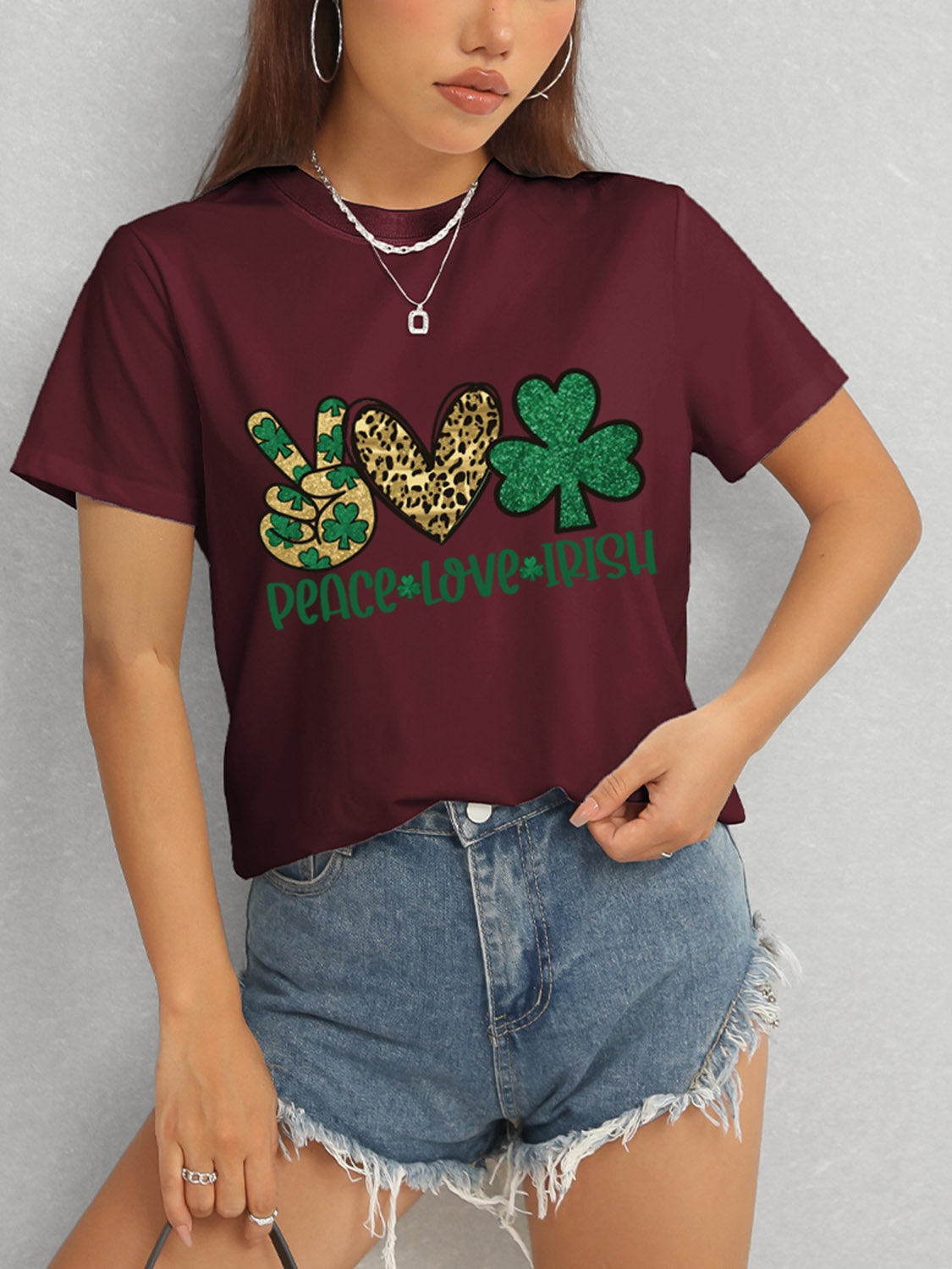 Luvik | PEACE LOVE IRISH Pyöreä kaulus Lyhythihainen T-paita