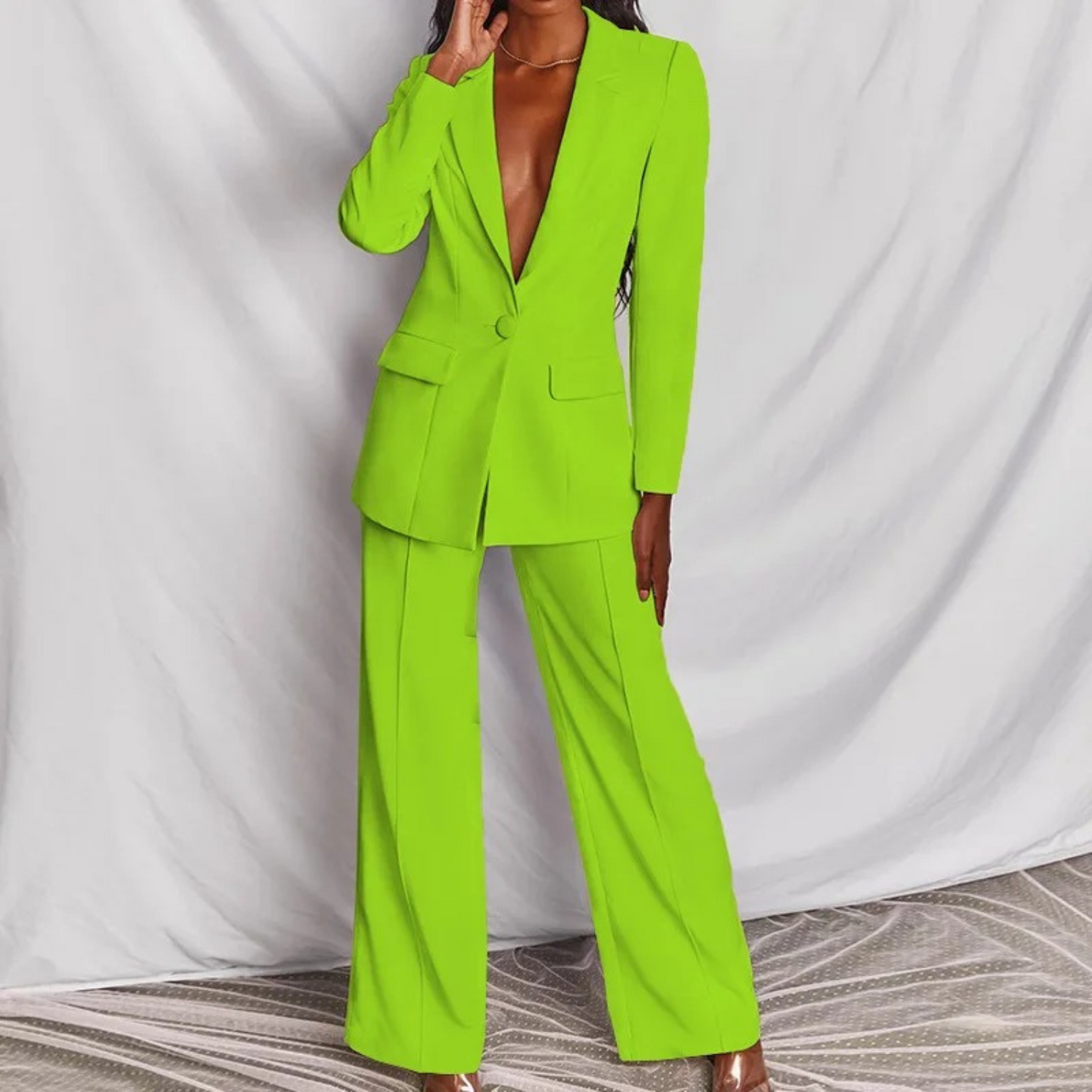 Luvik | V-neck jacket, sleeve-style pants, blazer and pants set