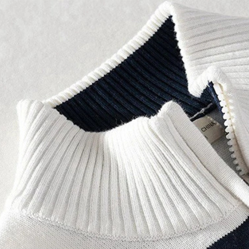 Luvik | Gestreifter Herren-Pullover mit halbem Reißverschluss