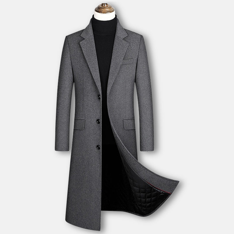 Luvik | Pitkä Slim Fit Takki Miehille Elegantti Villatakki