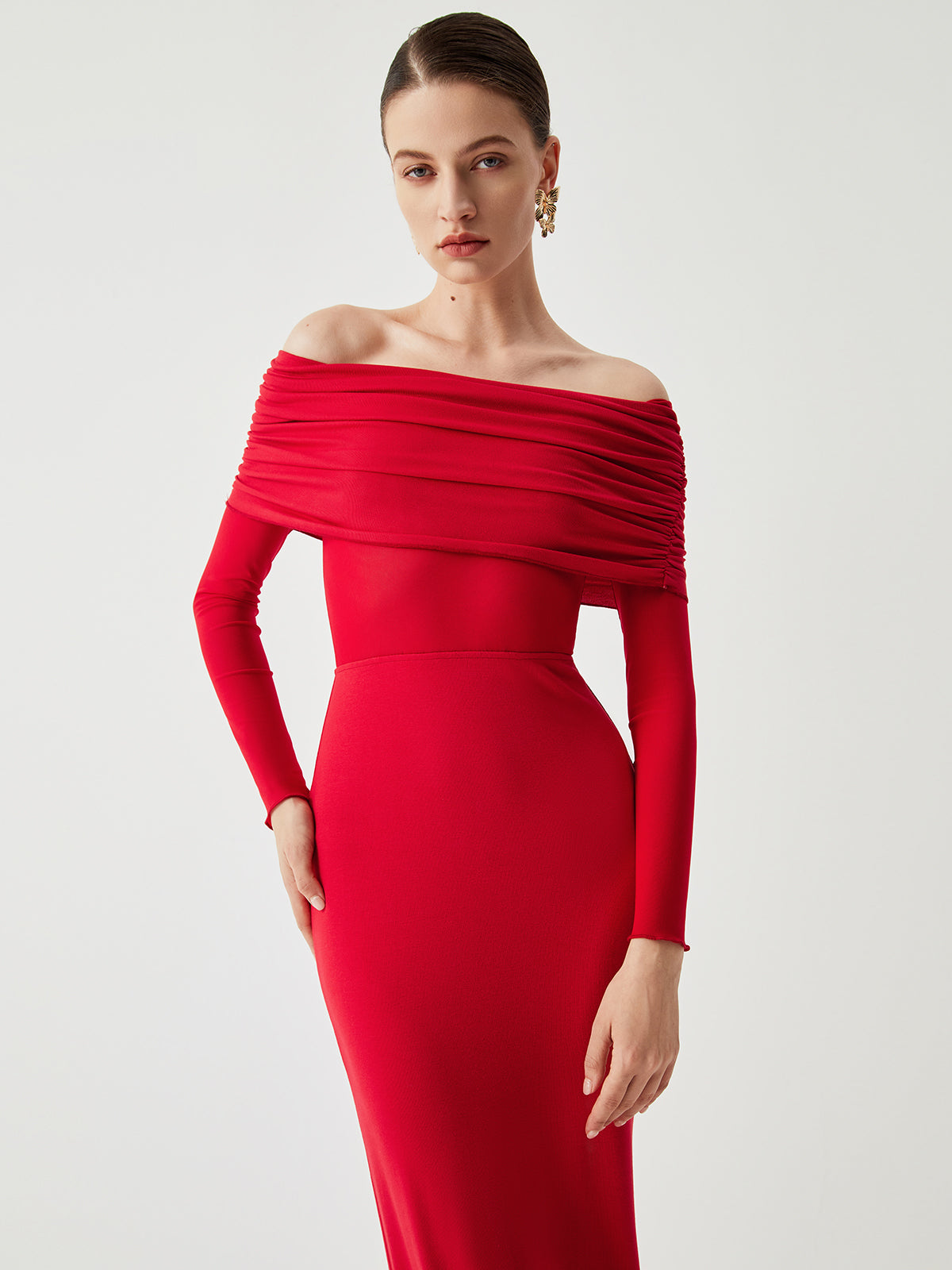 Luvik | Off-Shoulder Mesh Pitkähiha Klong Mekko
