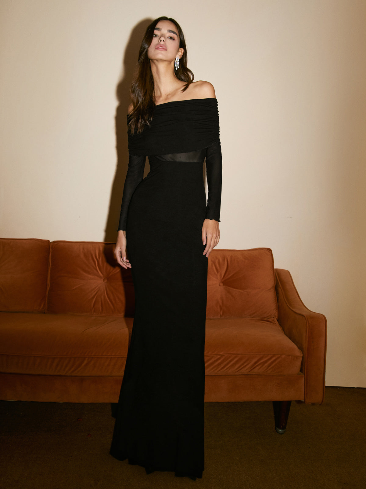 Luvik | Off-Shoulder Mesh Pitkähiha Klong Mekko