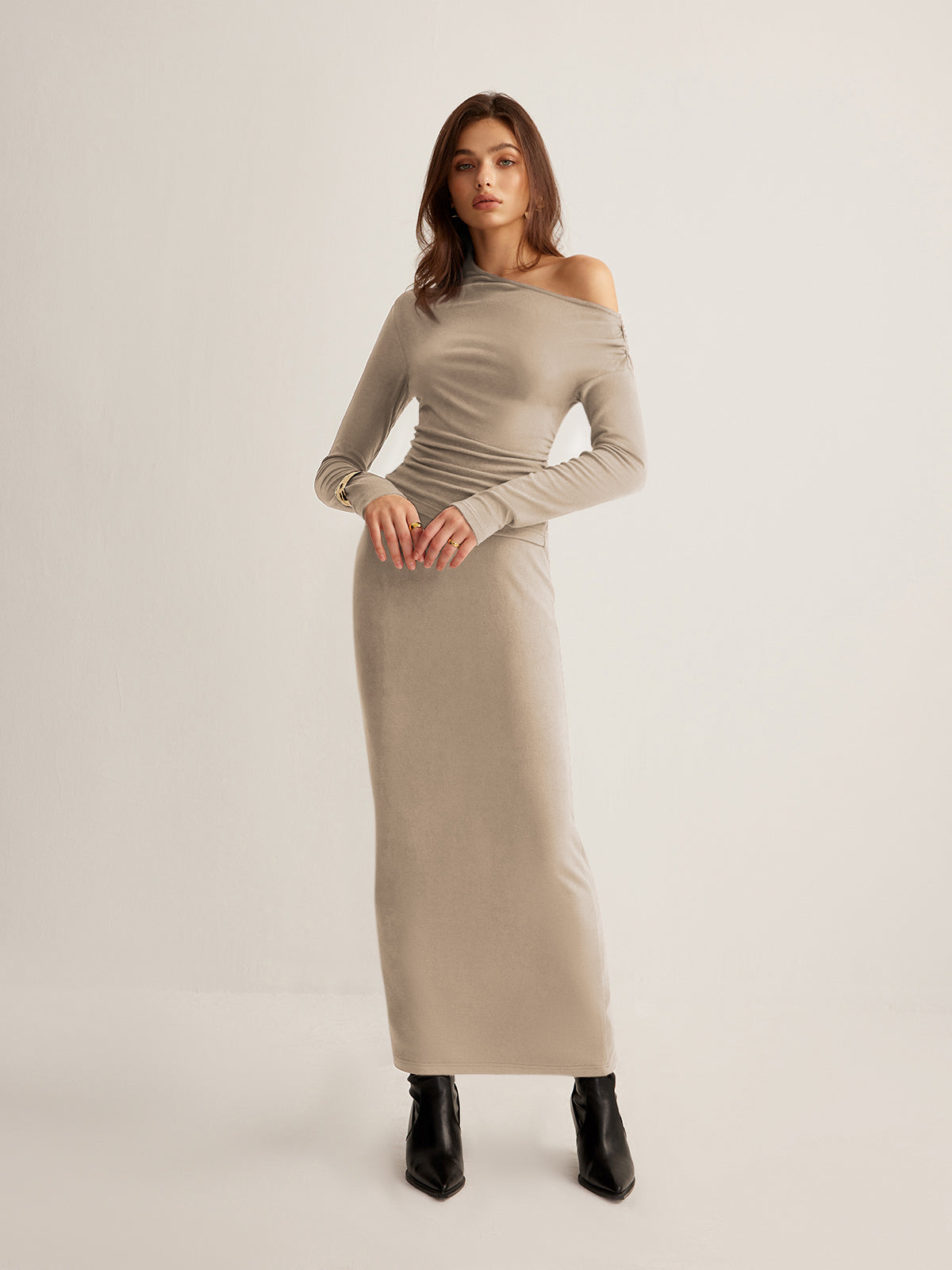 Luvik | Asymmetrinen Kaula Slim Jersey Hame Setti