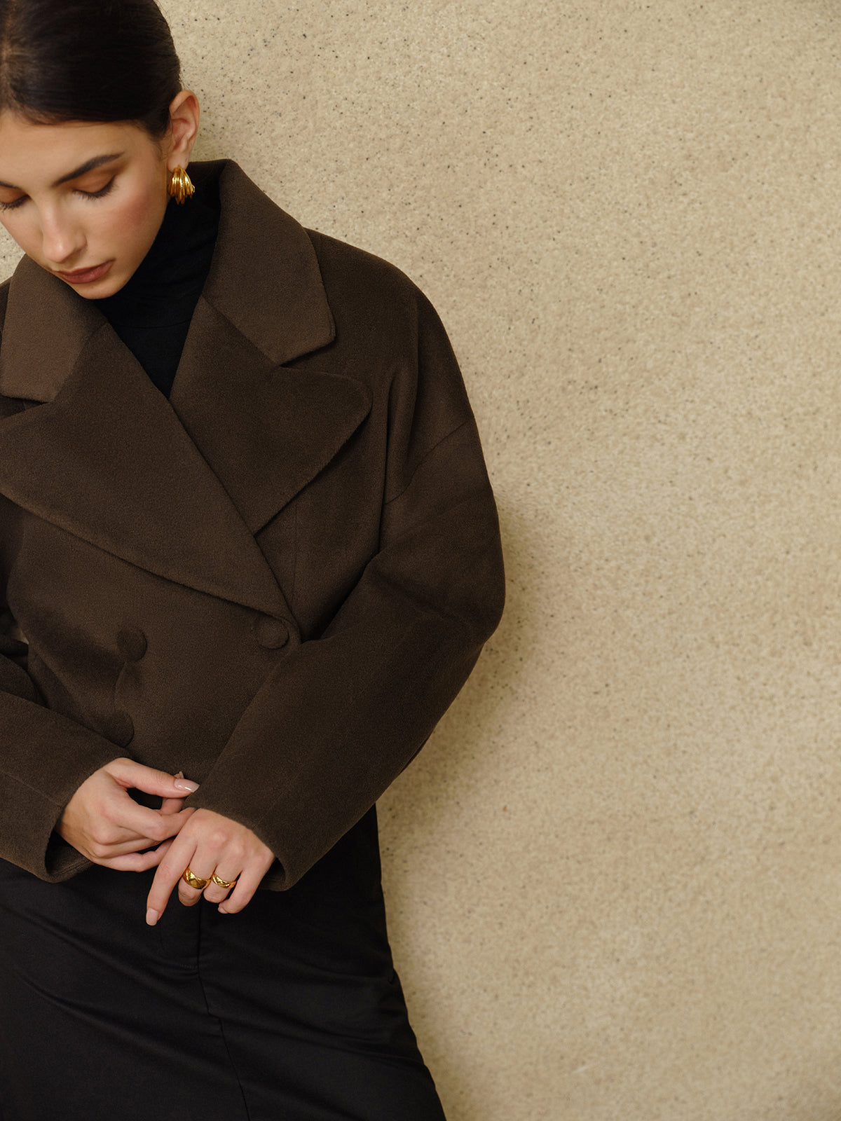 Luvik | Napit Tweed Käänne Lyhyt Takki