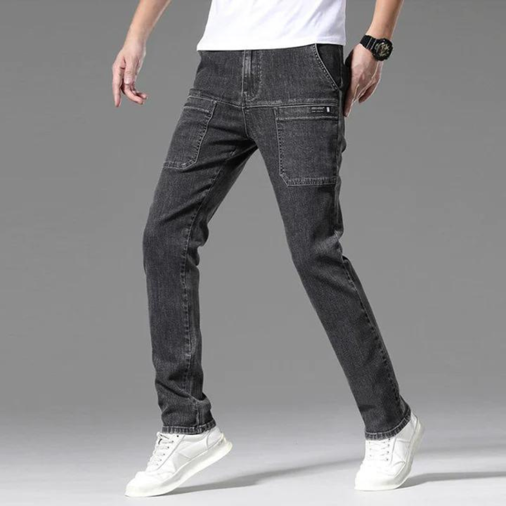Luvik | Slim Fit Jeans Stretch Denim Kooniset Jalat Nappisulku Vapaa-aikavaatteet