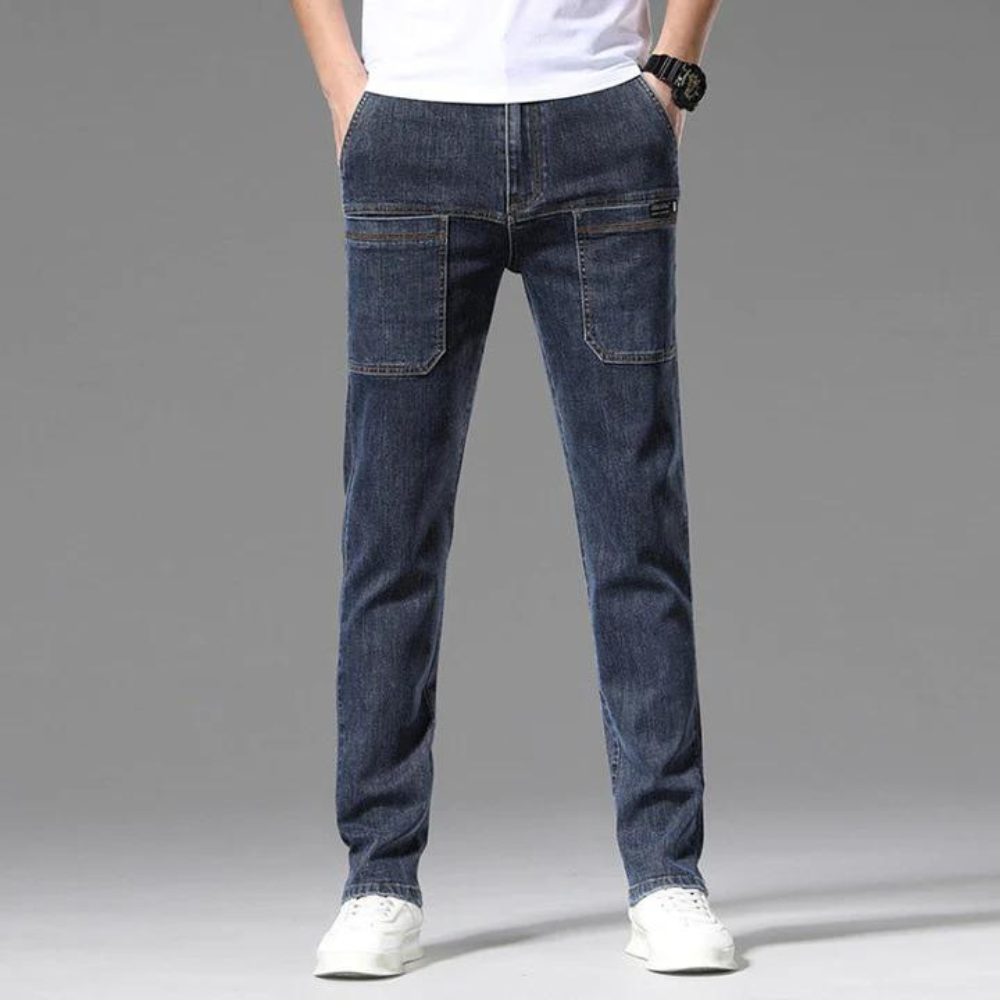 Luvik | Slim Fit Jeans Stretch Denim Kooniset Jalat Nappisulku Vapaa-aikavaatteet