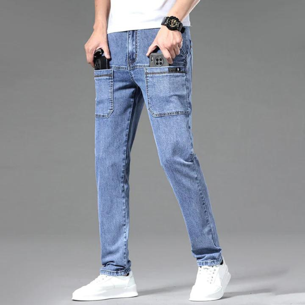 Luvik | Slim Fit Jeans Stretch Denim Kooniset Jalat Nappisulku Vapaa-aikavaatteet