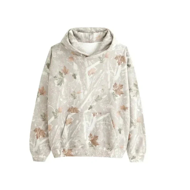 Luvik | Rebellion Muotitieto Hoodie Camouflage-vaahteranlehtiprintillä ja kengurutaskulla