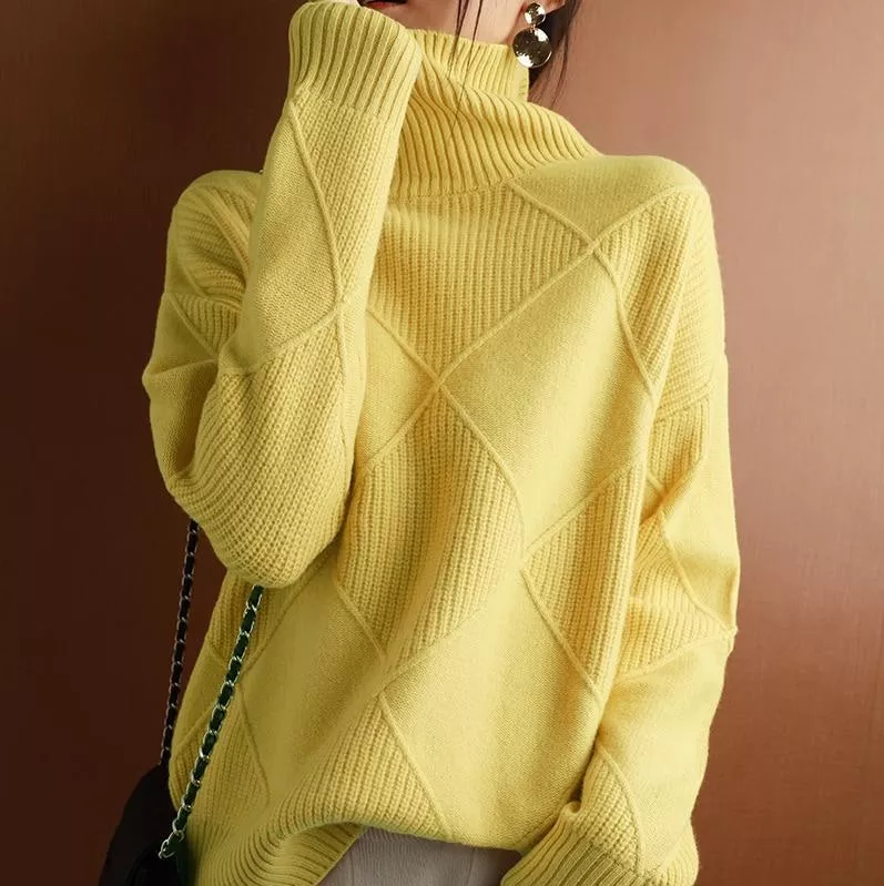 Luvik | Lose Rollkragenpullover Strickjacke