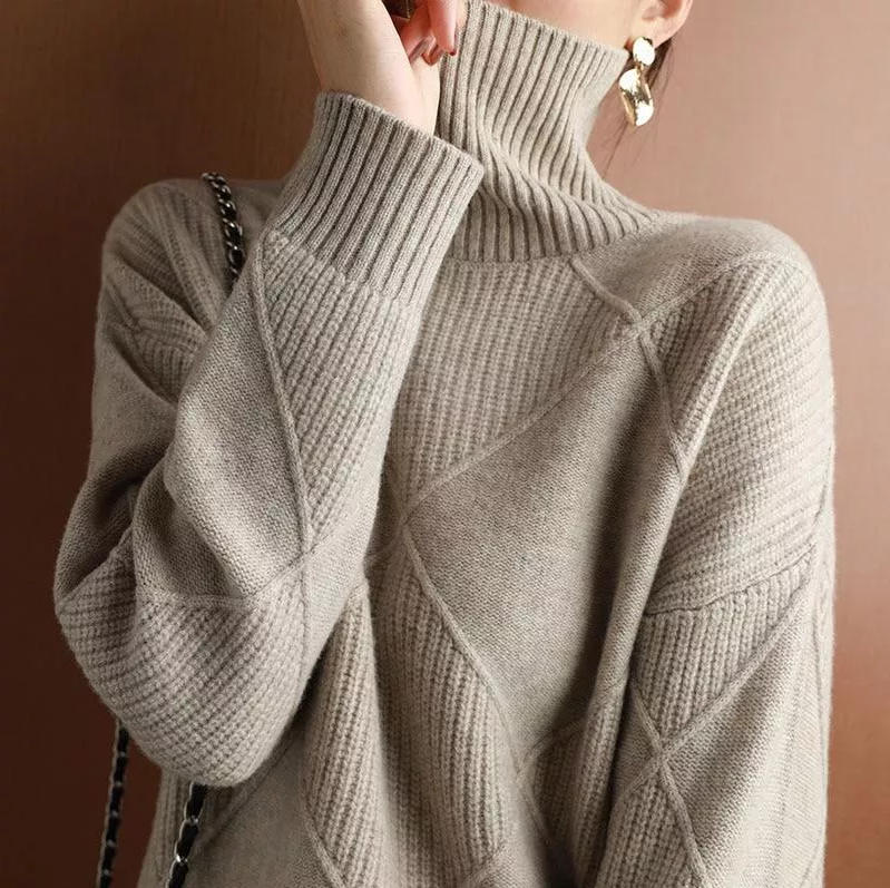 Luvik | Lose Rollkragenpullover Strickjacke