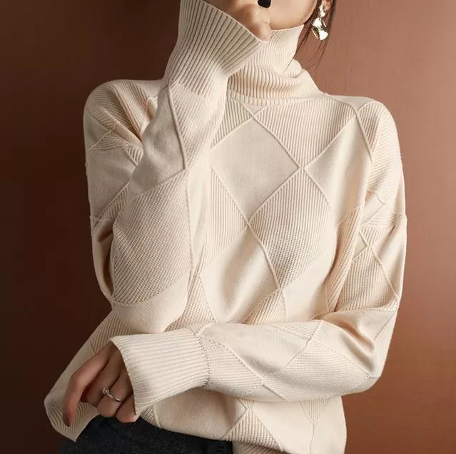Luvik | Lose Rollkragenpullover Strickjacke