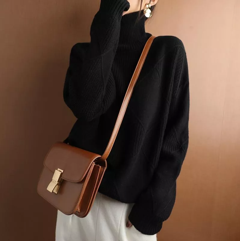 Luvik | Lose Rollkragenpullover Strickjacke