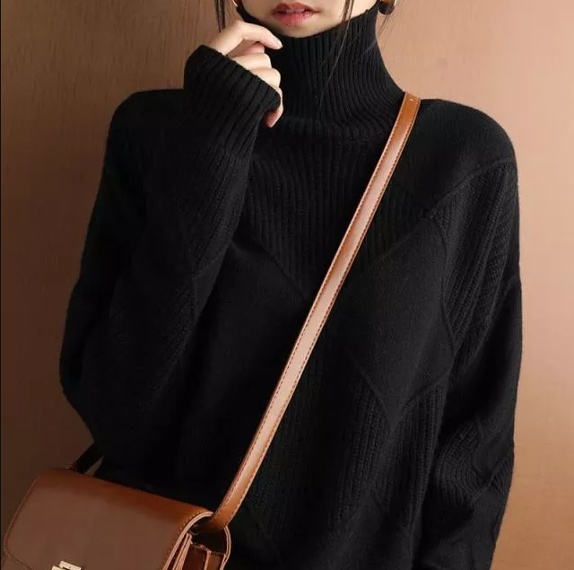 Luvik | Lose Rollkragenpullover Strickjacke