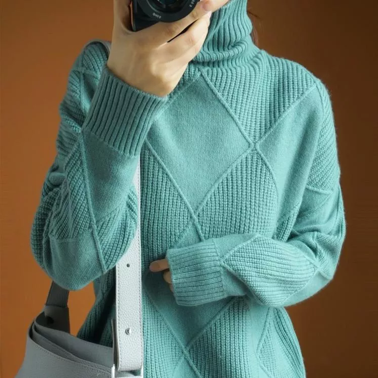 Luvik | Lose Rollkragenpullover Strickjacke