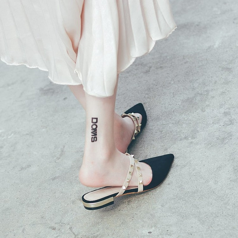Luvik | Retro Chic Ristiin Flock Niitti Korkokenkä Naisille Mules Kengät