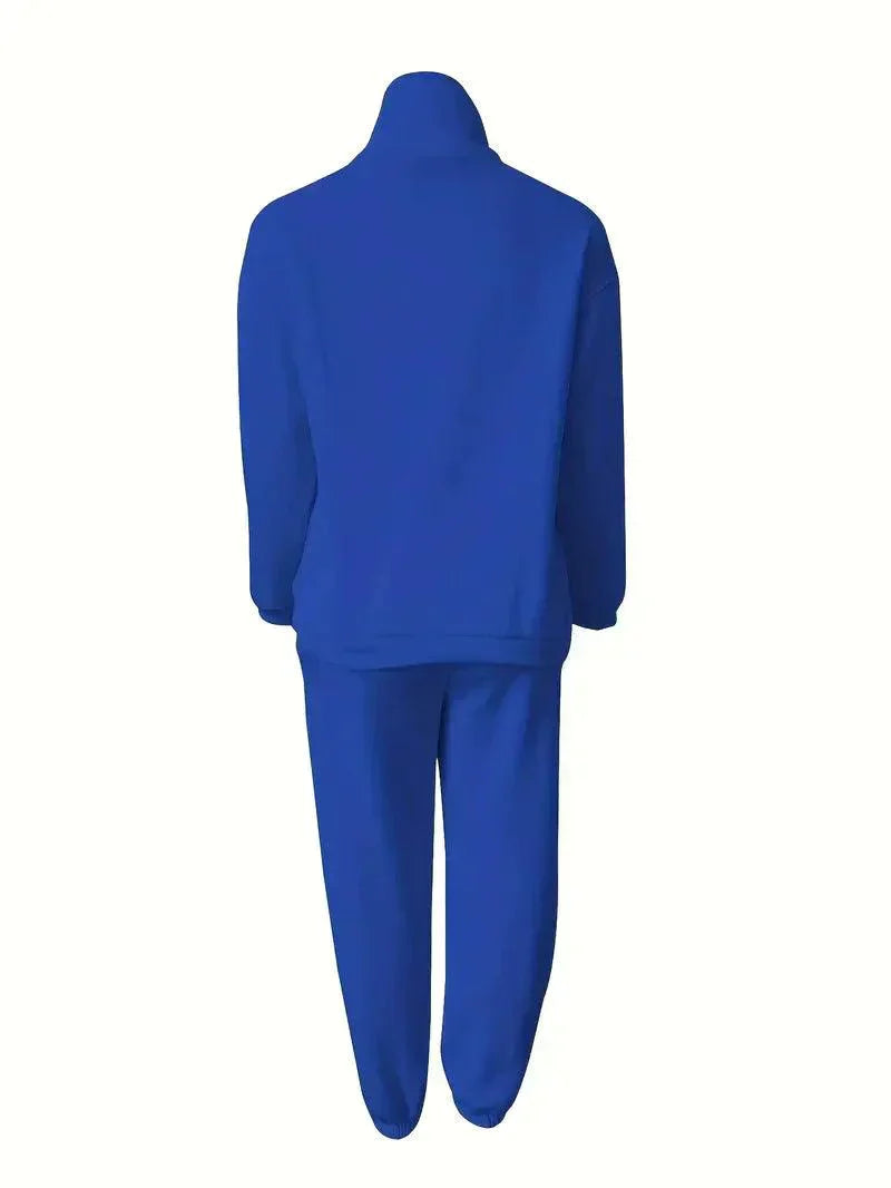 Luvik | Jogger Set Puolivetoketju Joustava vyötärö Sweat Set Treeniasut Naisille