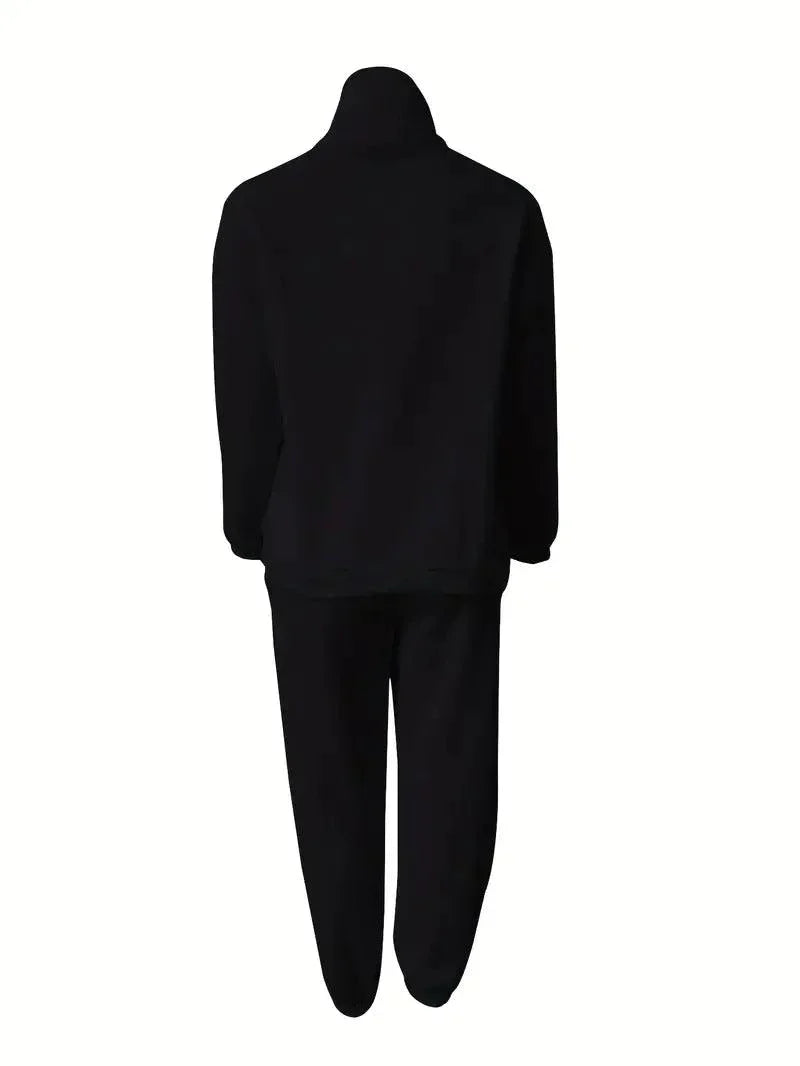 Luvik | Jogger Set Puolivetoketju Joustava vyötärö Sweat Set Treeniasut Naisille