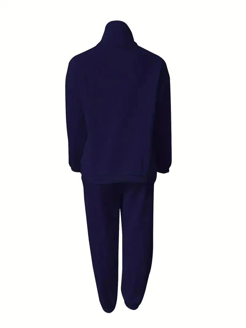 Luvik | Jogger Set Puolivetoketju Joustava vyötärö Sweat Set Treeniasut Naisille