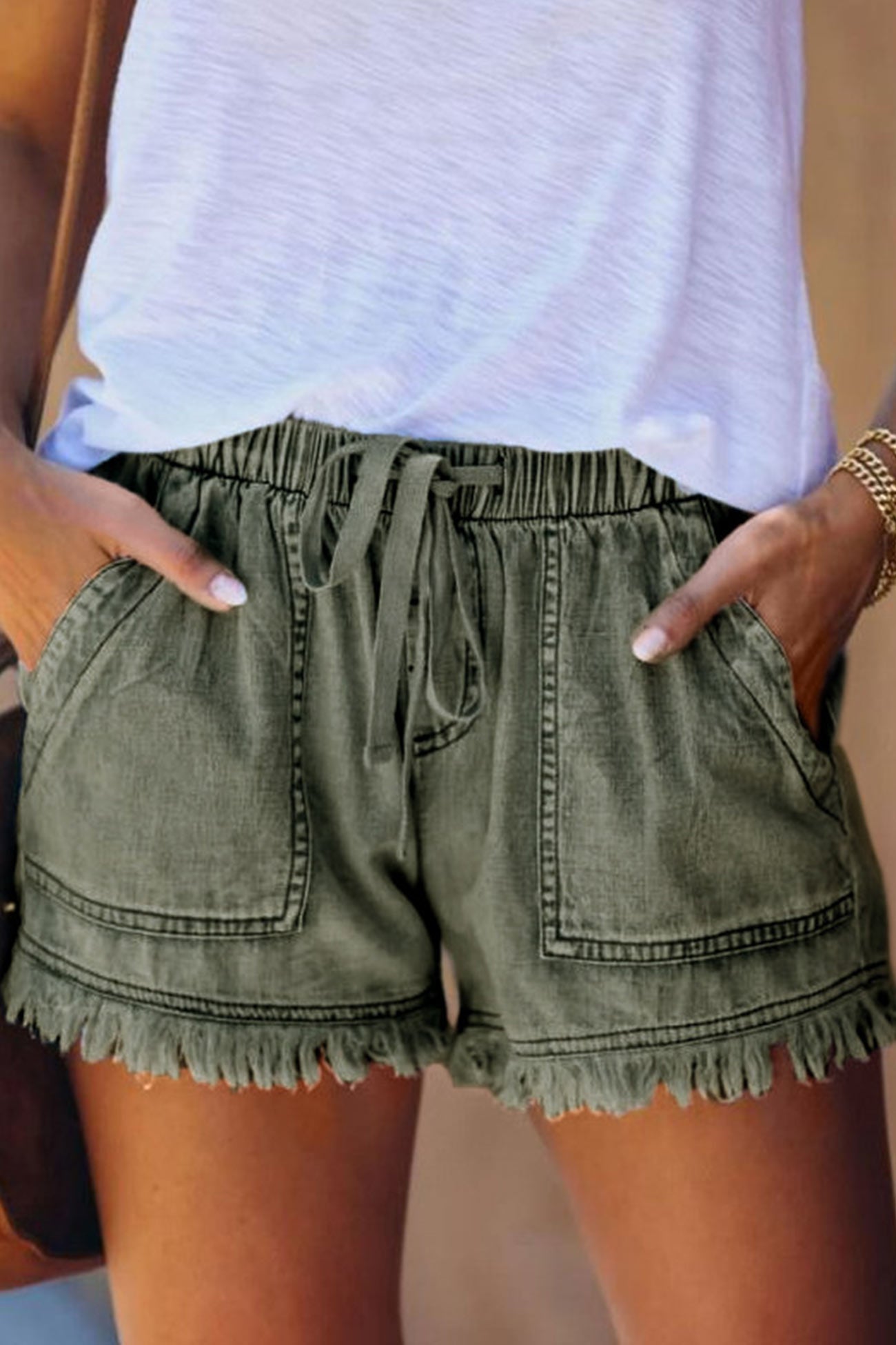 Luvik | Vyötärö Raaka Reuna Denim Shorts