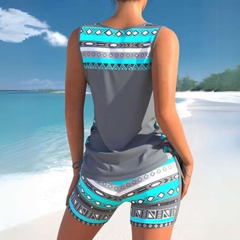 Luvik | Tankini geometrisella printillä ja V-aukolla