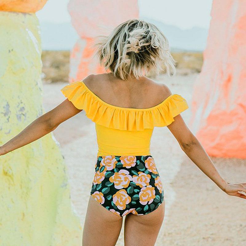 Luvik | Seksikkäät Kaksi Osaa Bodysuitit Printti Uimapuku Naisille Uimapuku Olkaimen Rypytetty Kylpytakki Ranta-asu Plus Koko Tankini Set