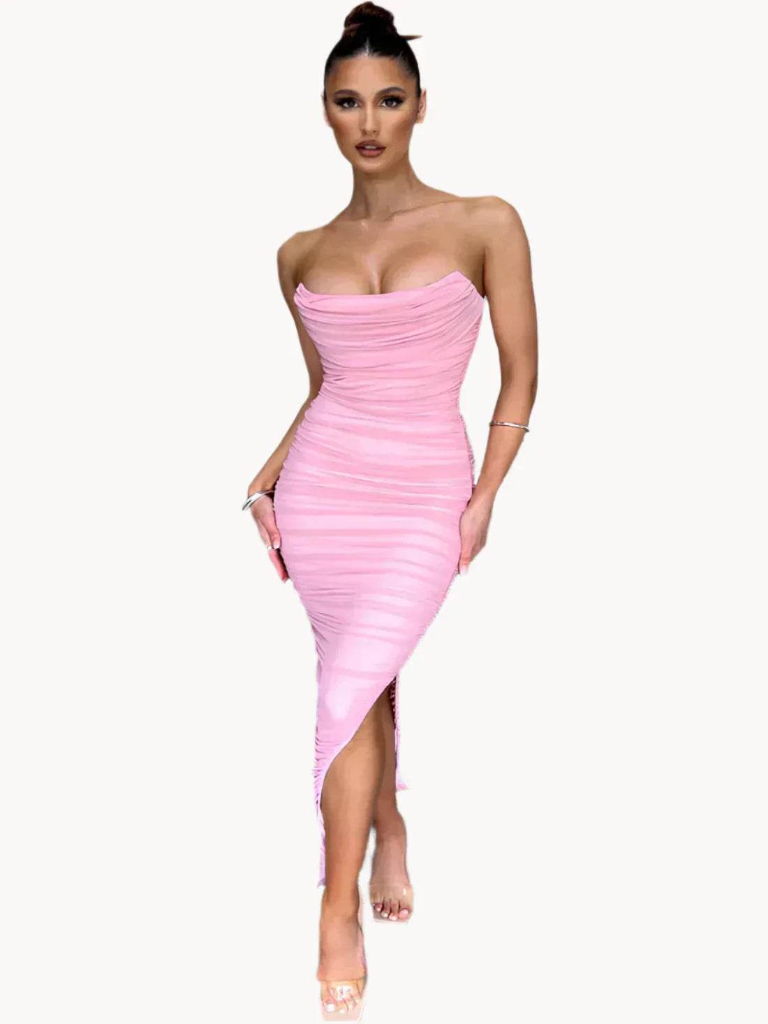 Luvik | Bodycon röyhelö Midi Putkimekko halkiolla Takana Velaca