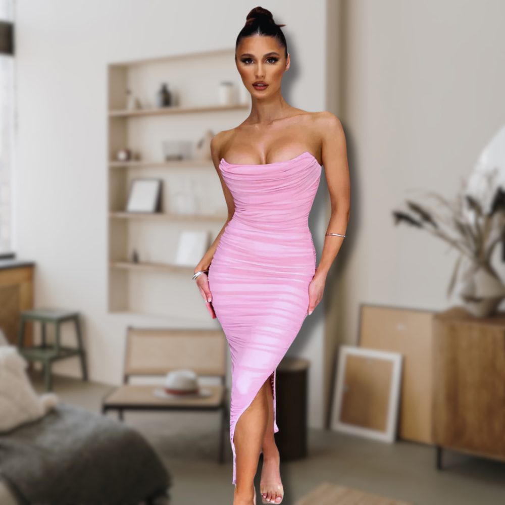 Luvik | Bodycon röyhelö Midi Putkimekko halkiolla Takana Velaca