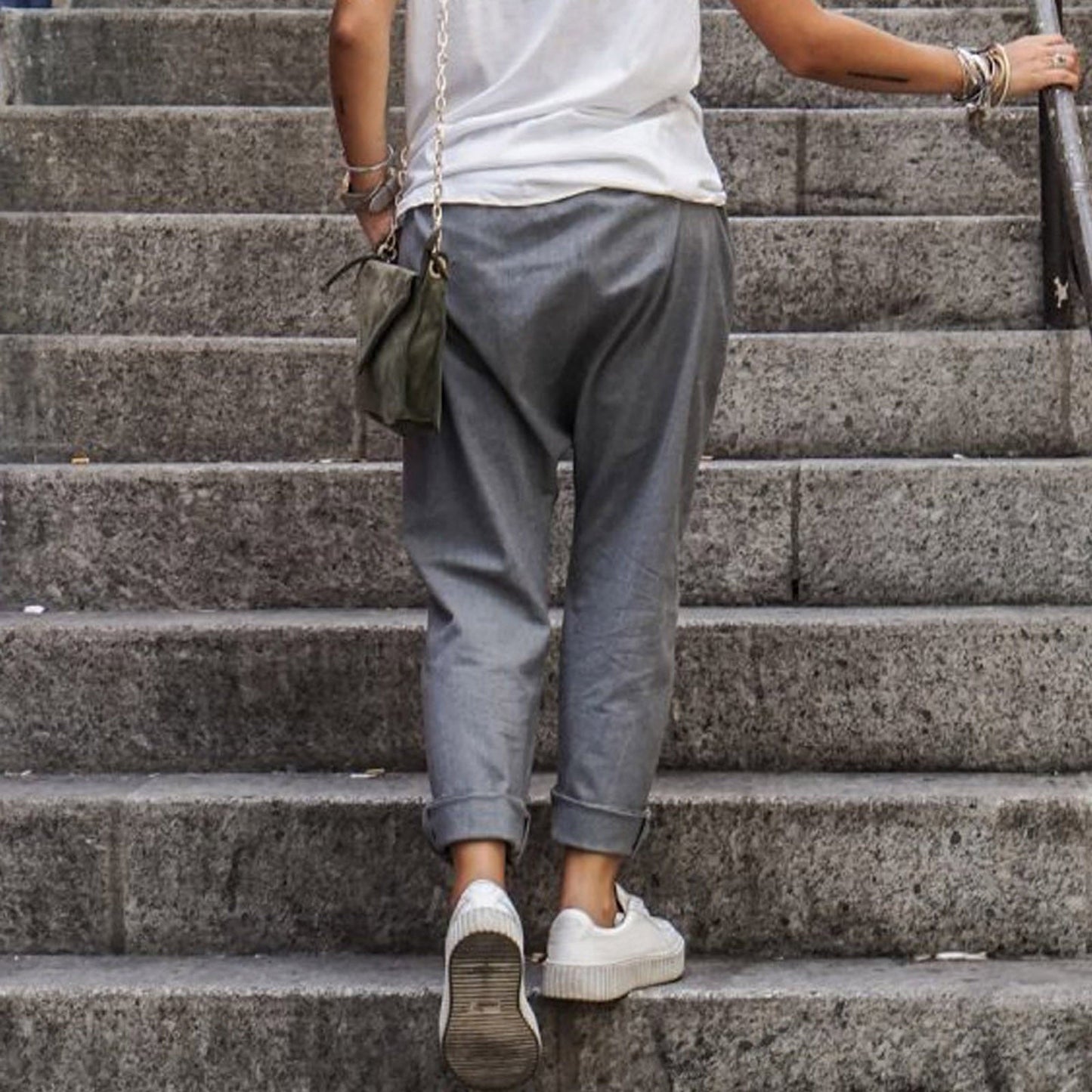 Luvik | Naisten housut Loose Fit Elastinen Baggy Pants kesäksi