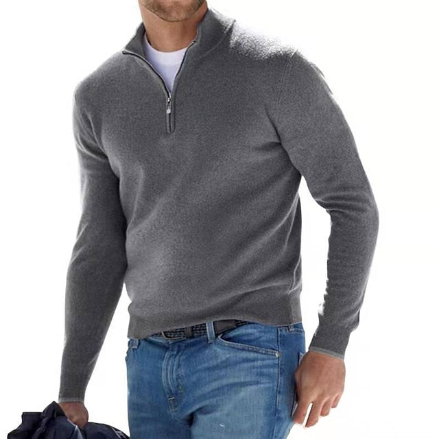 Luvik | Herrenpullover Mit Halbem Reißverschluss
