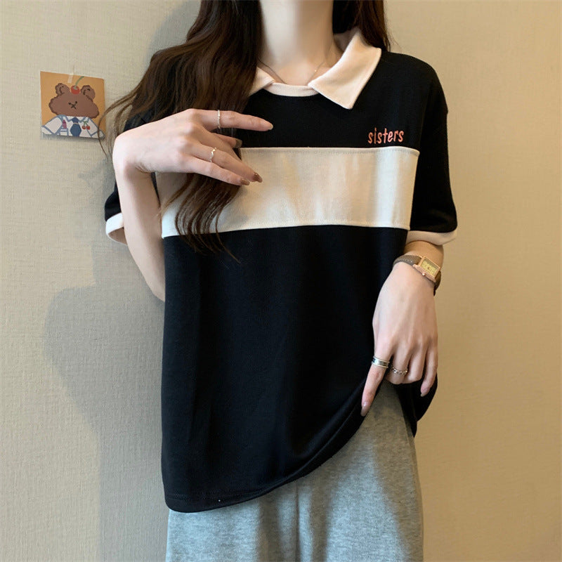 Femme Casual Polo T-paita raidallisella suunnittelulla Luvik