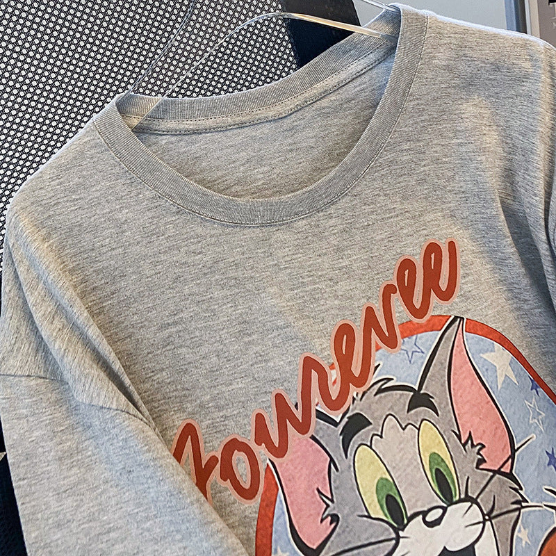 Naisten T-paita luovalla Tom ja Jerry -graafisella printillä Luvik