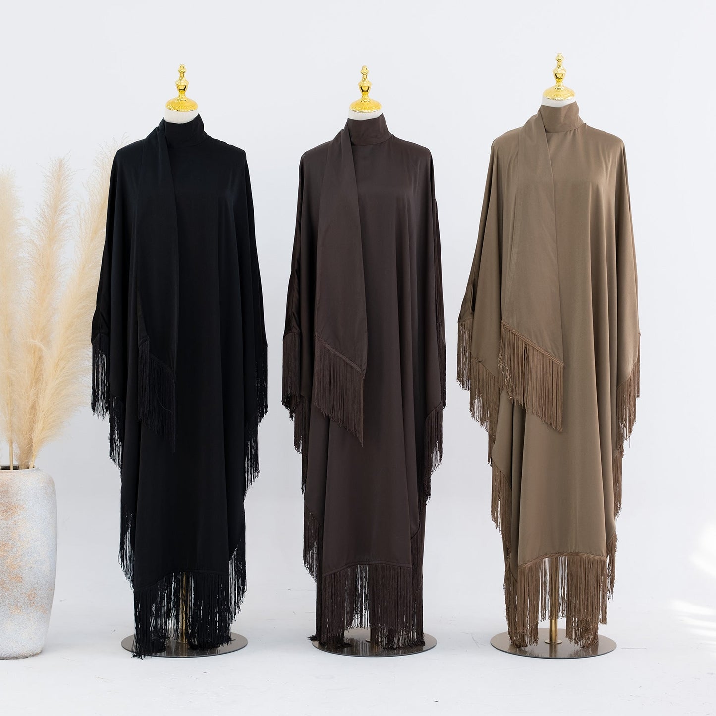 Luvik | Dubai Takki Yksivärinen Kaunis Lepakkotakki Helmi Mekko