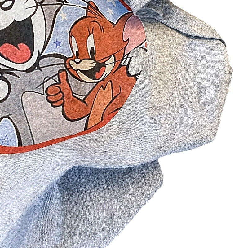 Naisten T-paita luovalla Tom ja Jerry -graafisella printillä Luvik