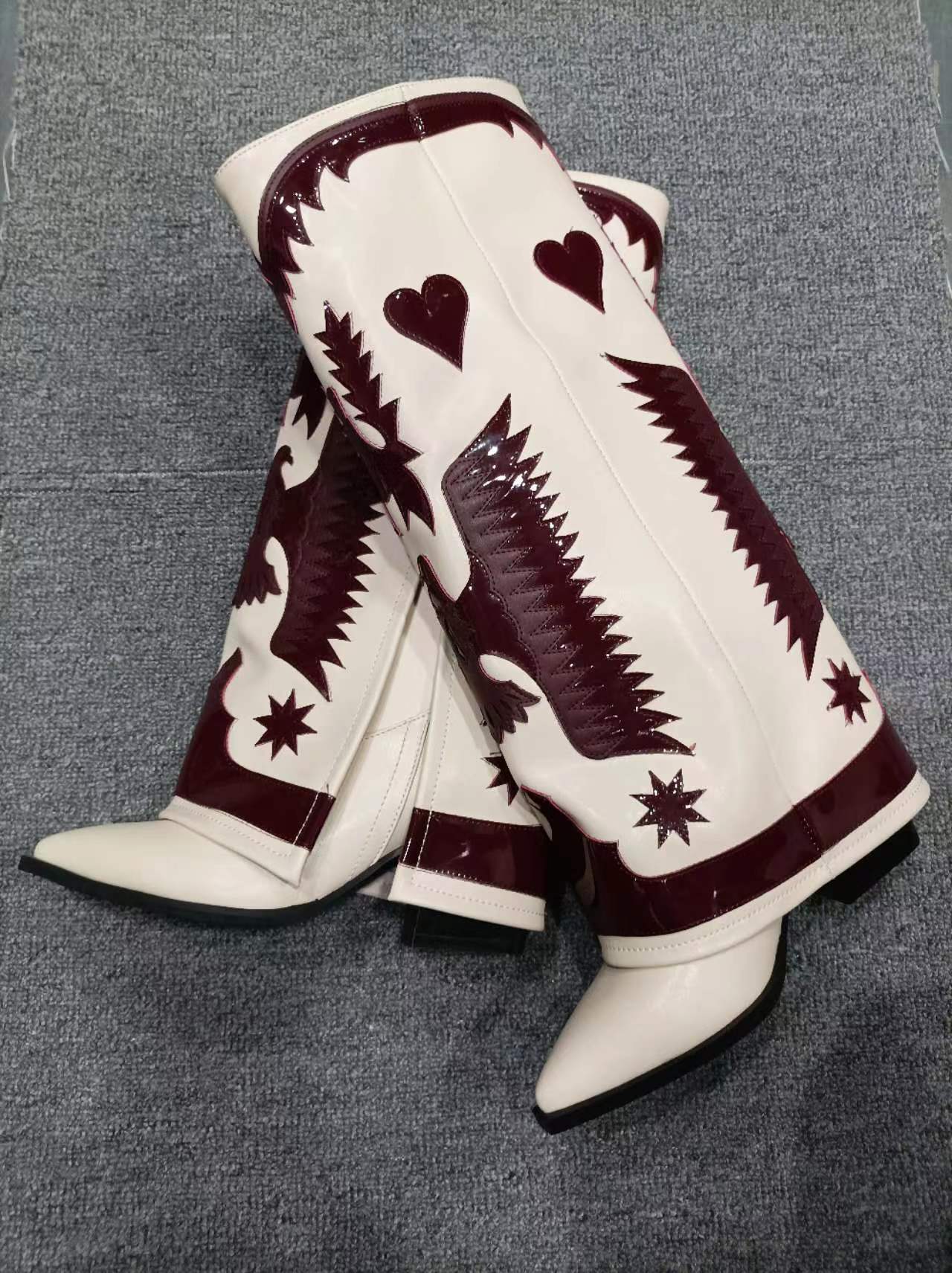 Femme Taiteellinen Korko Cowboy Saappaat Luvik
