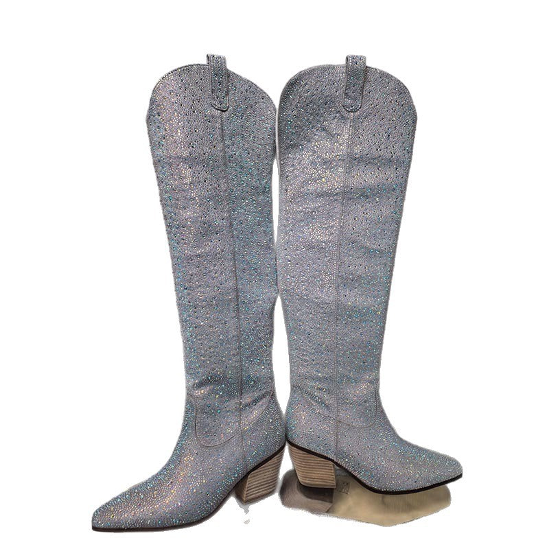 Femme Ylätaipeeseen Glam Shimmer Stiletto Saappaat Luvik