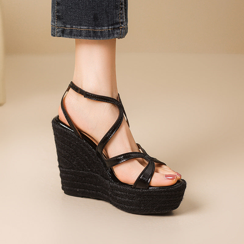 Naisille Strappy Espadrille Wedge Sandalit Luvik