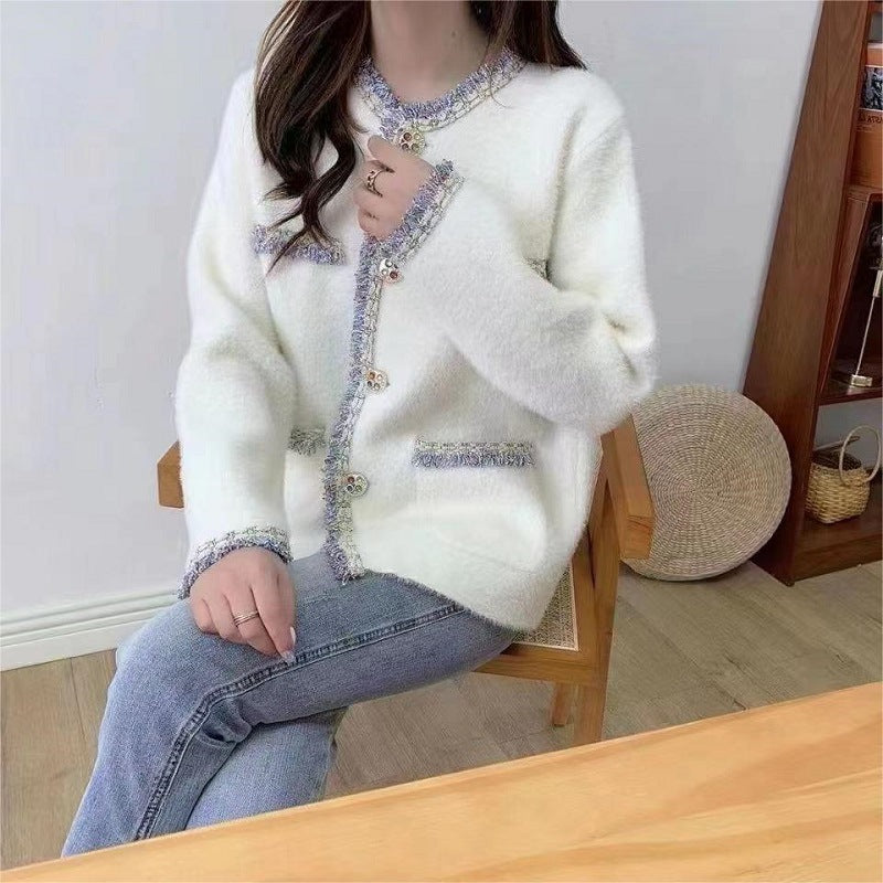 Luvik | Loose Sweater with Contrast Color and Colorful Buttons