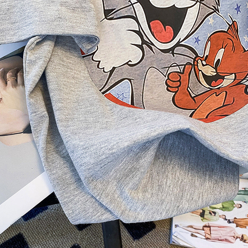 Naisten T-paita luovalla Tom ja Jerry -graafisella printillä Luvik