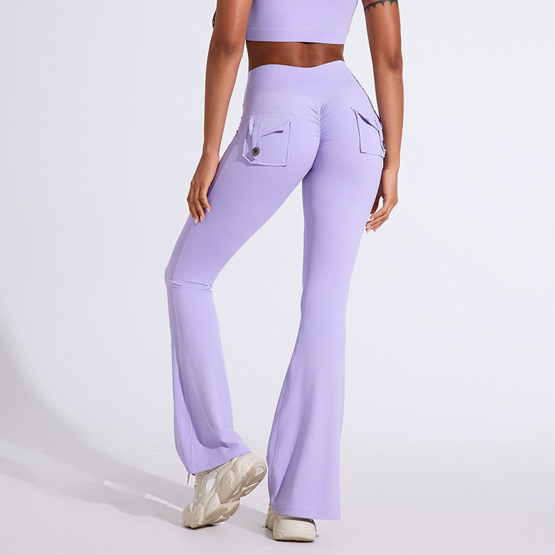 Naisten Bootcut-legginssit taskuilla ja korkealla vyötäröllä Luvik