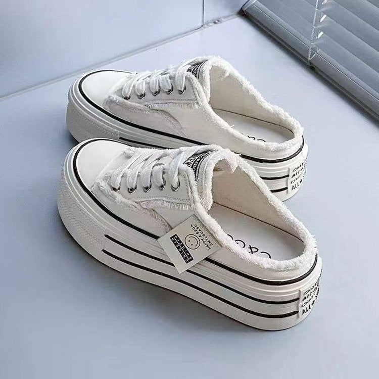 Naisten pörröiset plattopohjaiset sneakerit, joissa liukumaton pohja ja rento muotoilu Luvik