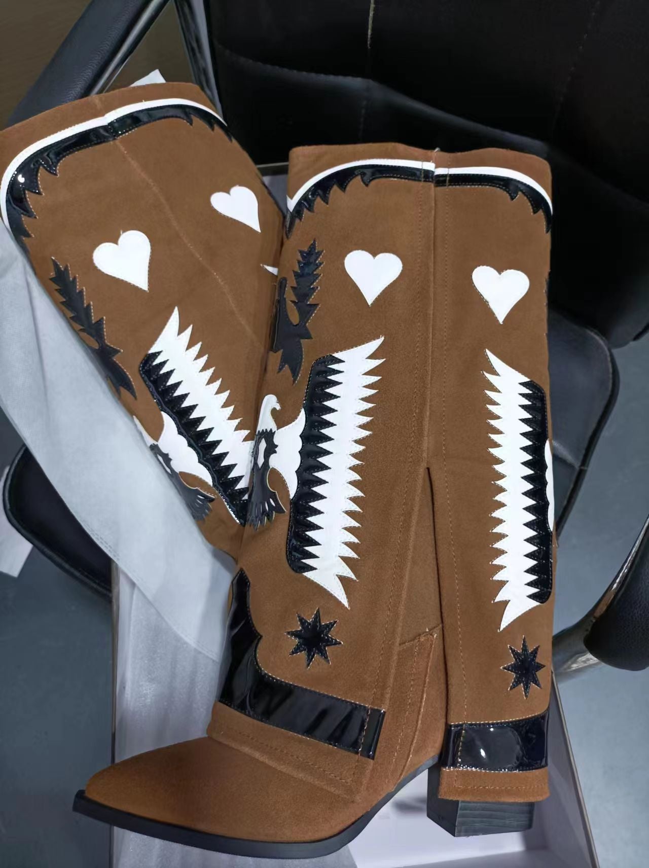 Femme Taiteellinen Korko Cowboy Saappaat Luvik