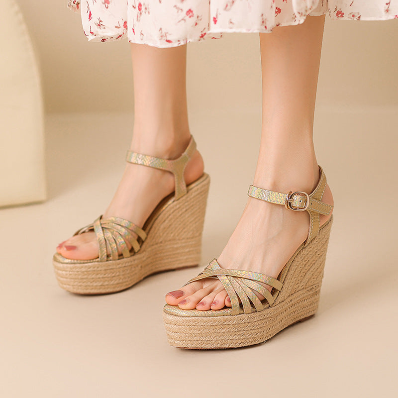 Femme Strappy Espadrille Wedge Sandalit Luvik