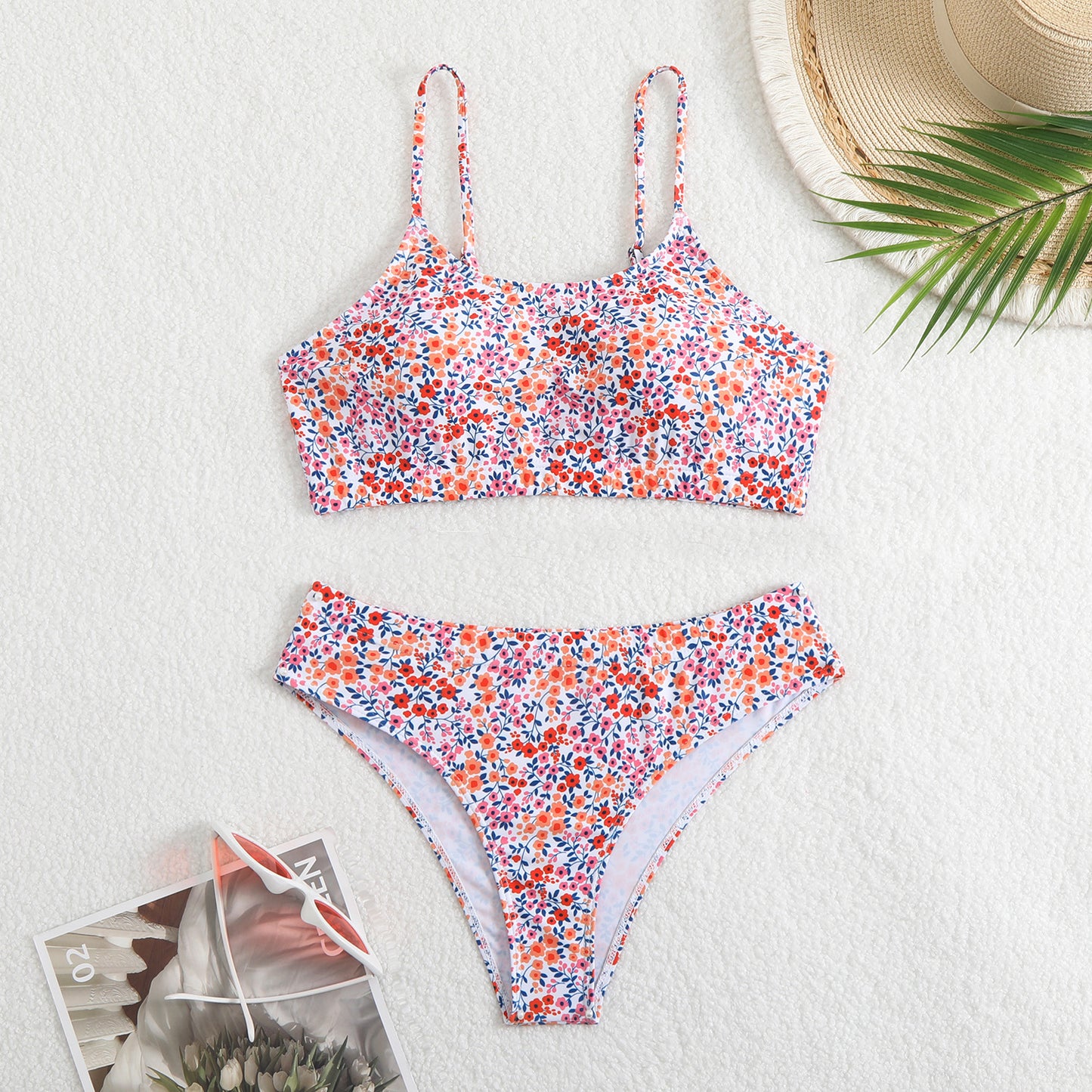 Femme Kukkaprintti Bralette Bikinisetti Luvik