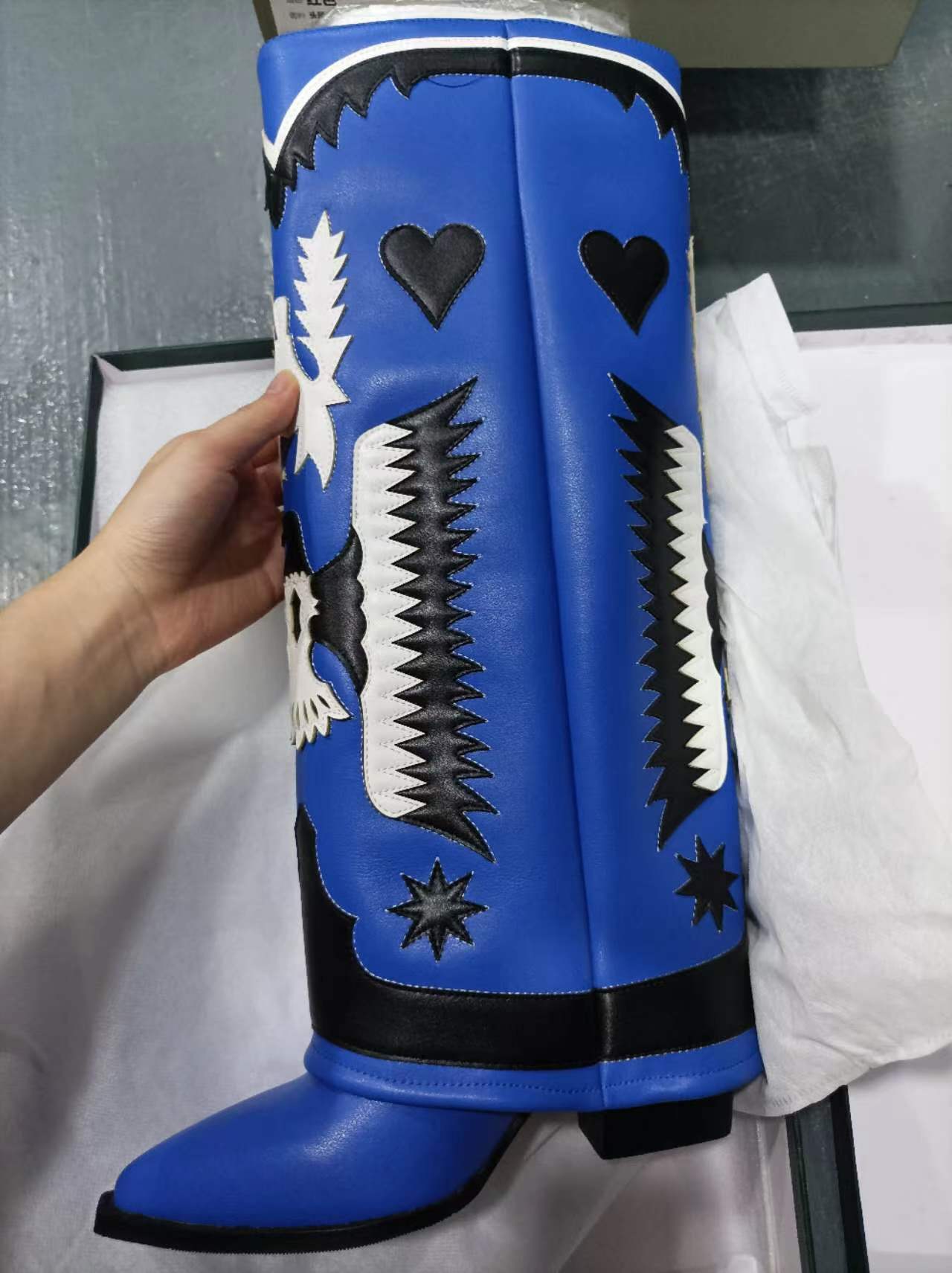 Femme Taiteellinen Korko Cowboy Saappaat Luvik