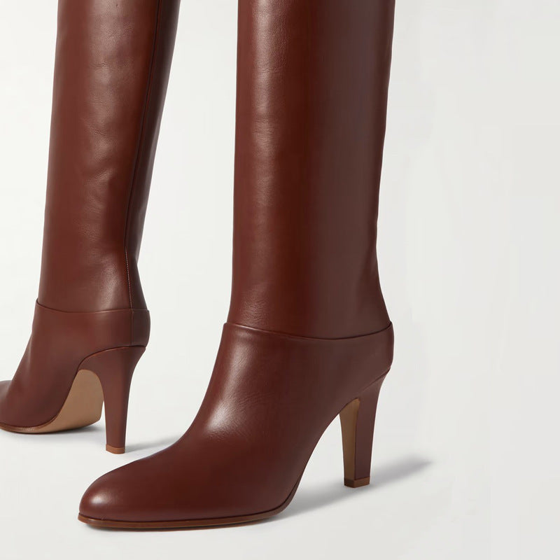Femme Kiiltävä Pitkä Korkeasaate Stiletto Saappaat Luvik