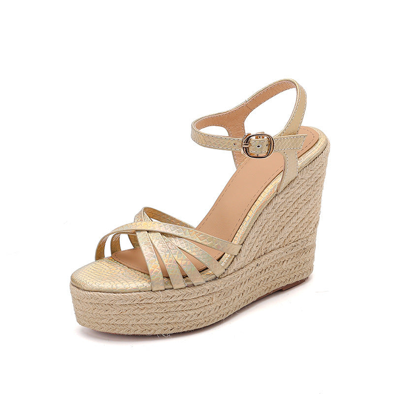 Femme Strappy Espadrille Wedge Sandalit Luvik